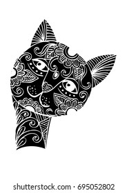 Cute cat head doodle style.