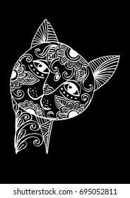 Cute cat head doodle style.