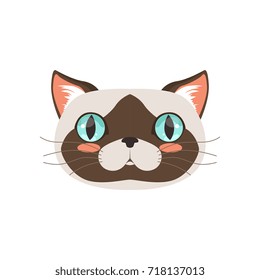 Cute cat head, funny cartoon animal character vector illustration