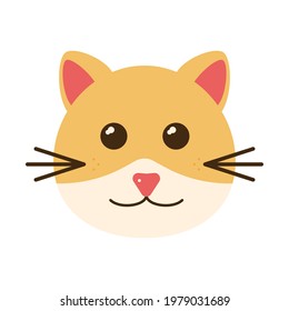 Cute cat head. Geometric simple and modern vector illustration for kids. Fabric, textile