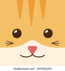 Cute cat head. Geometric simple and modern vector illustration for kids. Fabric, textile