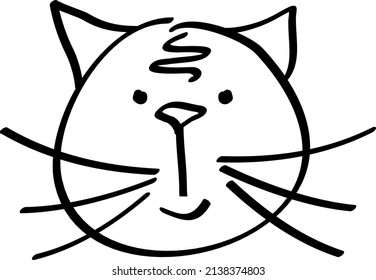 Cute cat head. Hand drawn kitten face