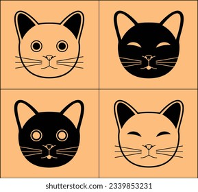 cute cat head icon, four kinds of cat head icon styles.
