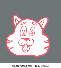 cute cat head illustration study. this is vector work. gray background. 