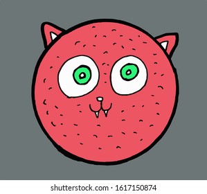 cute cat head illustration study. this is vector work. gray background. 