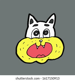 cute cat head illustration study. this is vector work. gray background. 