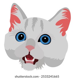 Linda cabeza de gato con icono de piel de color claro. Ilustración vectorial aislada sobre fondo blanco.