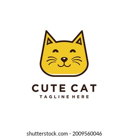 Cute-Katzenkopf-Logo-Design Vektorgrafik-Inspiration