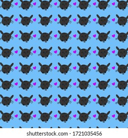 cute cat head pattern with heart shape