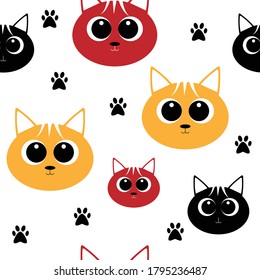 Cute cat head seamless pattern. Perfect for clothing or wrapping.