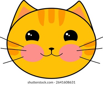 A cute cat head vector illustration. Oren, Orange cat icon. Suitable for card, children book, fabric pattern, bag decoration, wall decoration, wallpaper 