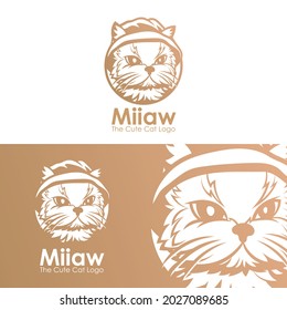 plantilla de logotipo vectorial de cabeza de gato lindo