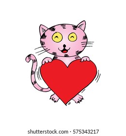 Cute cat with heart