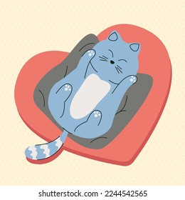 cute cat in heart character