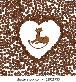 Cute cat in the heart of the coffee beans