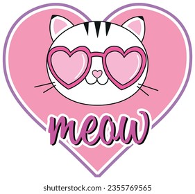 cute cat heart graphic tees for girl