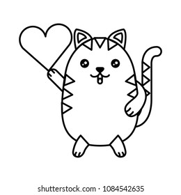 cute cat with heart kawaii character