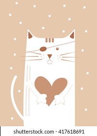 Cute cat with heart - kids poster