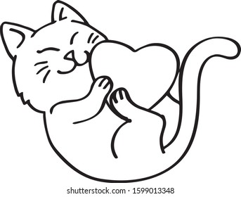 Cute Cat Heart My Sweetdoodle Vector Stock Vector (Royalty Free ...