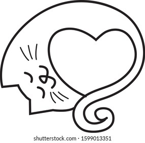 A cute cat with heart my sweet.Doodle Vector illustration character design 