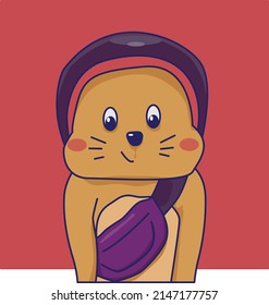 Cute Cat with helmet rider vector