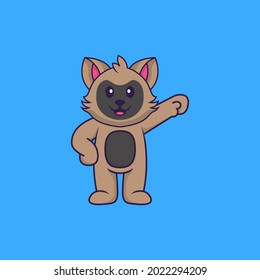 Cute cat hero. Animal cartoon concept isolated. Can used for t-shirt, greeting card, invitation card or mascot.