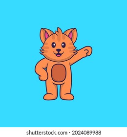 Cute cat hero. Animal cartoon concept isolated. Can used for t-shirt, greeting card, invitation card or mascot.