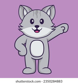 Cute cat hero. Animal cartoon concept isolated. Can used for t-shirt, greeting card, invitation card or mascot