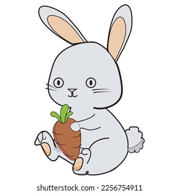  cute cat holding a carrot cartoon sticker