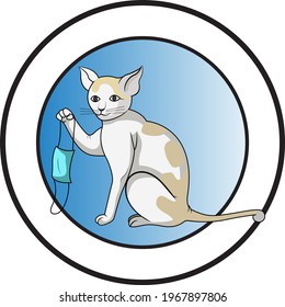 un gato lindo sosteniendo una máscara