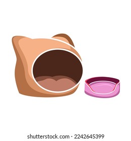 Cute cat house, design vector illustration on white background