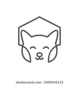 niedliche Katze Haus Linie Cartoon minimalistisch Logo Design Vektor