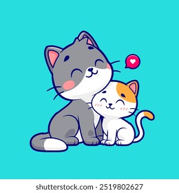 Cute Cat Hug Baby Cat Cartoon Vector Icon Illustration. Animal
Nature Icon Concept Isolated Premium Vector. Flat Cartoon
Style
