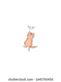 cute cat - hug me - vector illustration .eps