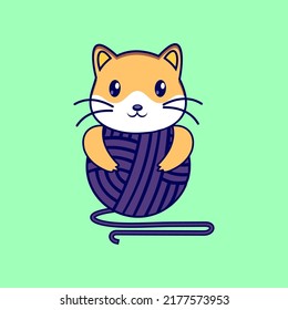 lindo gato abrazando diseños vectores de hilados de lana