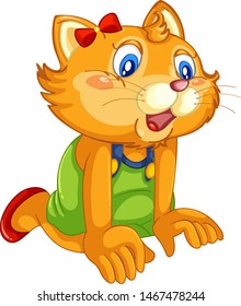 Cute cat in human-like pose isolated illustration