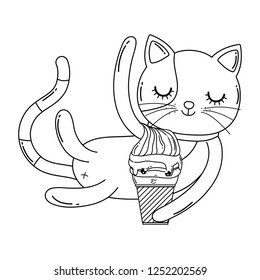 cute cat with ice cream