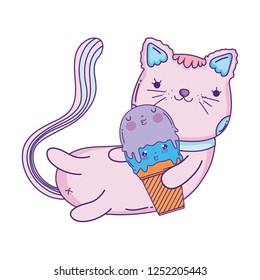 cute cat with ice cream