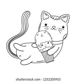 cute cat with ice cream