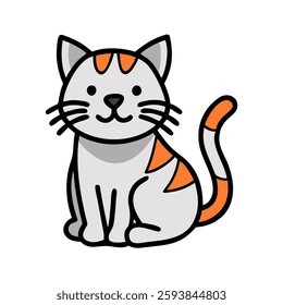 Cute cat icon with beautiful line