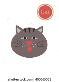 Cute cat icon, logo, symbol. Vector illustration on a white background.