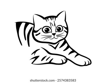 Cute cat icon on white background.