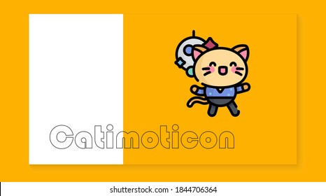 El icono del gato lindo en el fondo amarillo es perfecto para los emoticonos