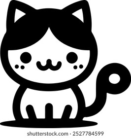 Cute cat icon silhouette vector