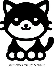 Cute cat icon silhouette vector 