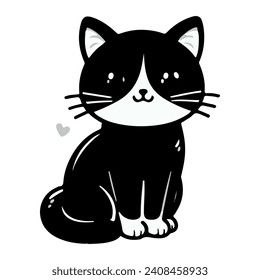Cute cat icon vector illustration icon flat style isolate on background