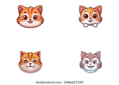 cute cat icon vector image set