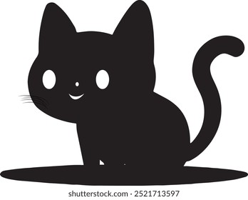 cute cat icon vector and silhouette