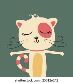 Cute cat illustration. Animal vector design.