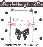 cute cat  illustration for apparel
